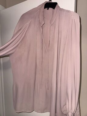 H&M Dusty Rose Pleated V-Neck Blouse